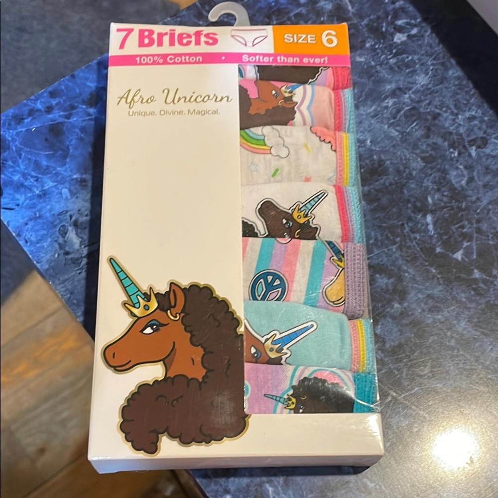 Afro Unicorn Kids Briefs Set - Size 6